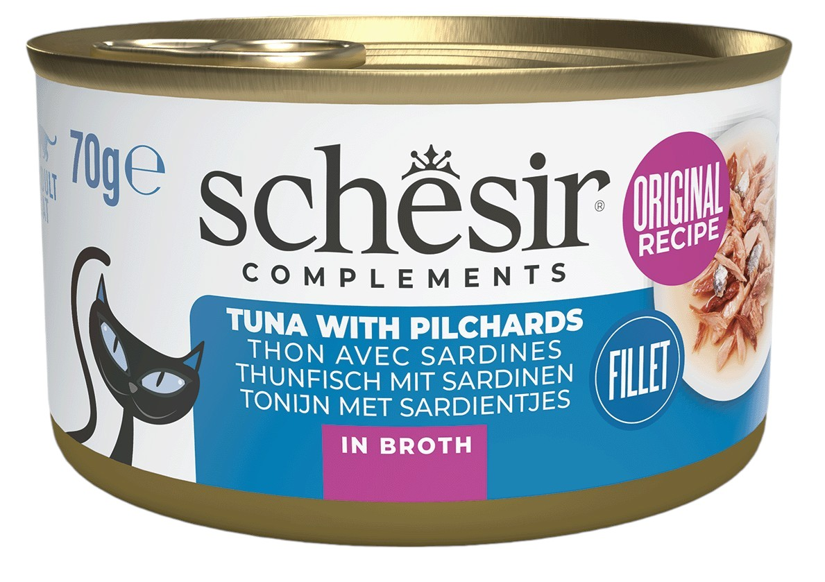 Schesir Complements Tonijn Met Sardines In Bouillon 70gr Kattenvoer
