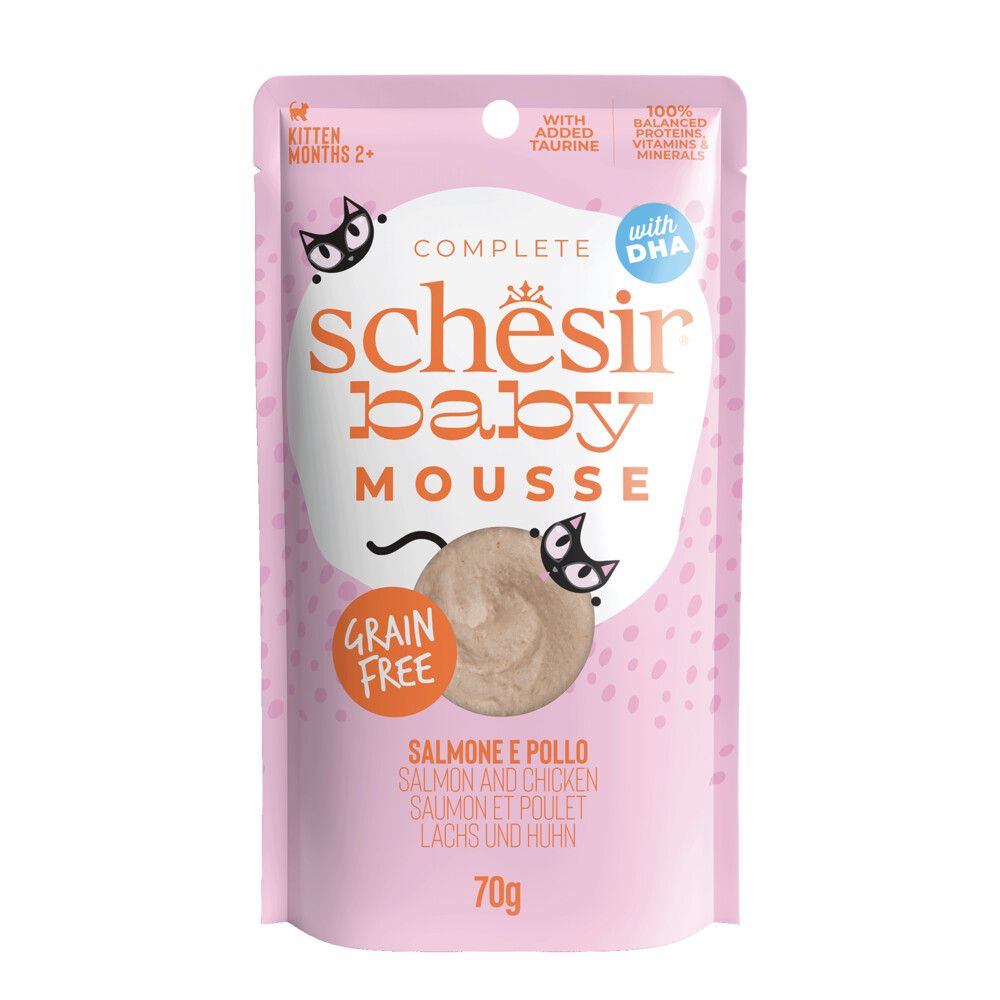 Schesir Cat Baby Kitten Zalm & Kip Mousse 70gr Kattenvoer