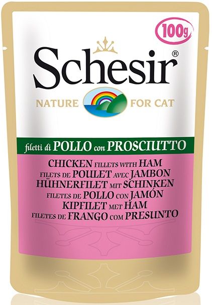 Schesir Pouch In Bouillon Kip & Ham Kattenvoer