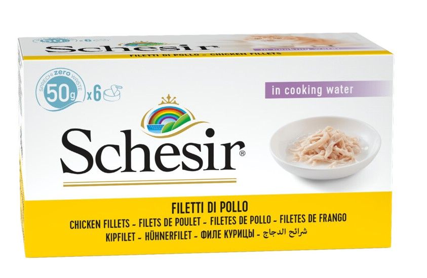 Schesir Multipak Kip & Rijst In Kookwater 6x50 Gram Kattenvoer