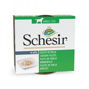 Schesir Kipfilet (Jelly) Natvoer Hond (Blikjes) 1 Tray (10 X 150 G)