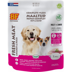 Biofood BF Petfood Vleesvoeding Kip Met Eend Hondenvoer (Portieverpakking) 630 G
