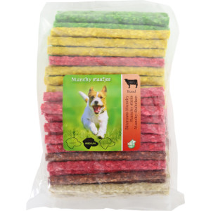 Boon Munchy Runderhuid Staafjes Mix Hondensnack 100 Staafjes Hondenvoer