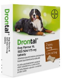 Drontal Large Dog / XL 525/504/175 Mg Ontwormingsmiddel 2 Tabletten Hondenvoer