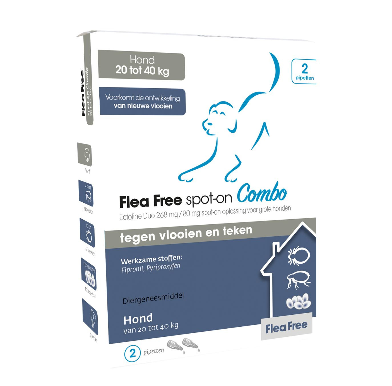 Flea Free Spot On Combo Voor Honden 20 4 Pipetten