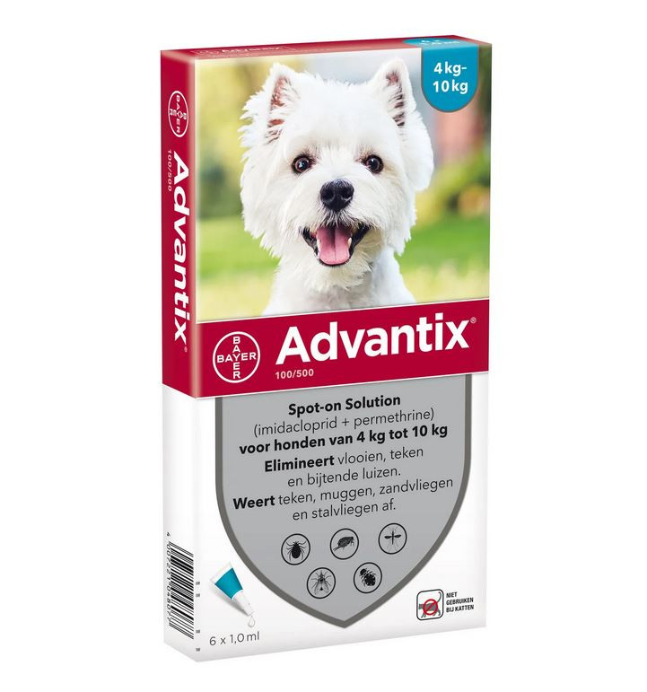 Advantix 100/500 Voor Honden Van 4 Tot 4 Pipetten