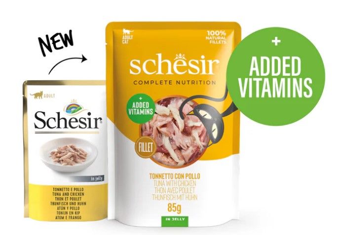 Schesir Complete Nutrition - Pouch Tonijn met Kipfilet in Jelly, 85gr