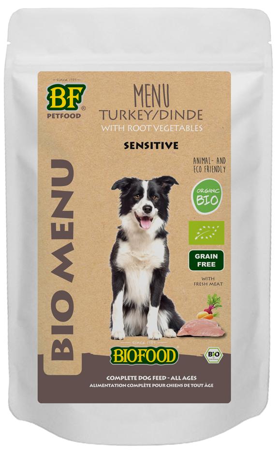 BF Organic Kalkoen Menu Pouch Hondenvoer