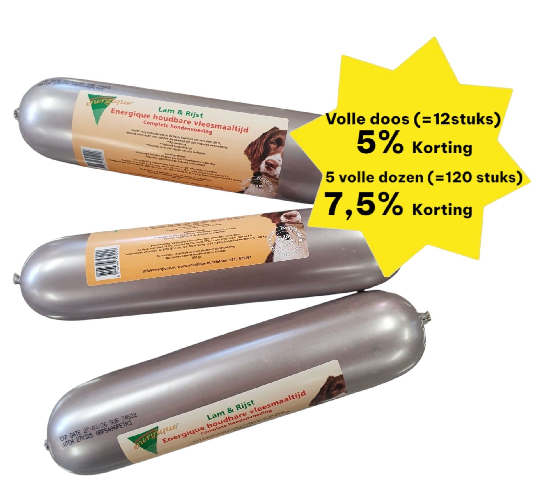 Energique Houdbare Vlees Maaltijd 800gram, Lam & Rijst Hondenvoer